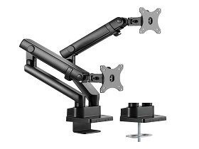 Aluminium Slim Pole-Mounted Spring-Assited Dual Monitor mount